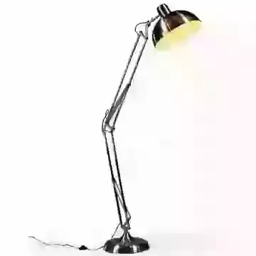 Modern Extra Large Desk Style Brushed Steel Floor Lamp